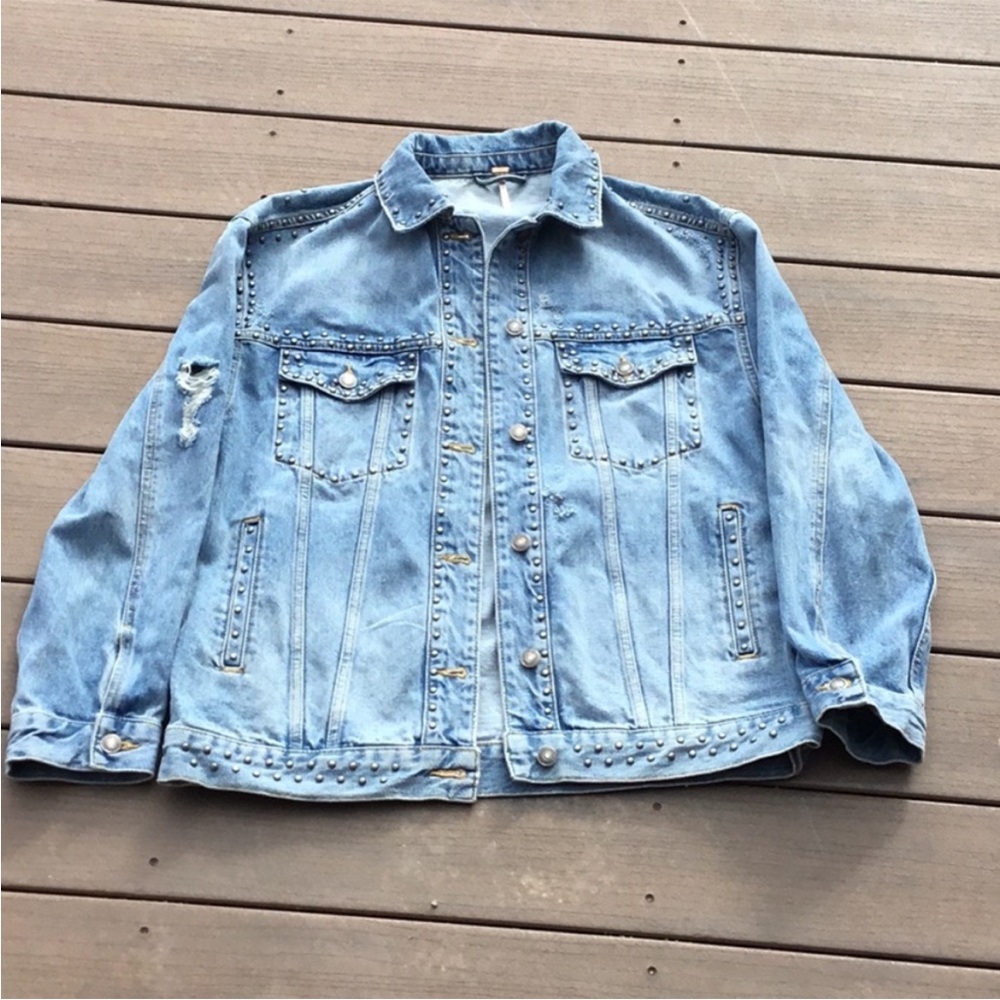 Free people studded denim jacket size small